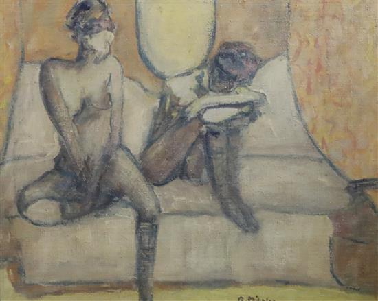 § Sir Robin Philipson RA PRSA (1916-1992) Two female nudes resting 15.5 x 19.5in.